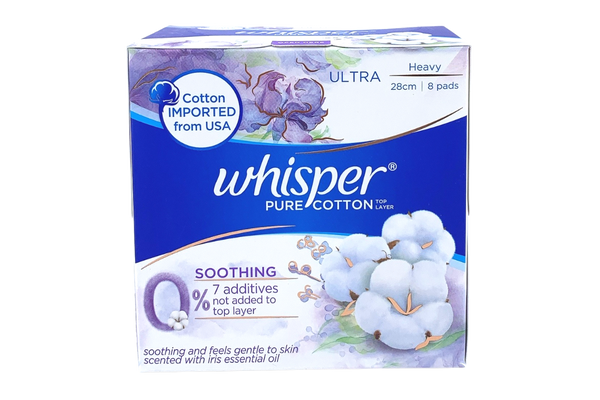 Whisper Pure Cotton Soothing Heavy 28cm 8 pieces