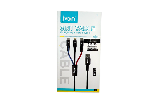 Ivon USB 3-in-1 Cable CA23 1 piece